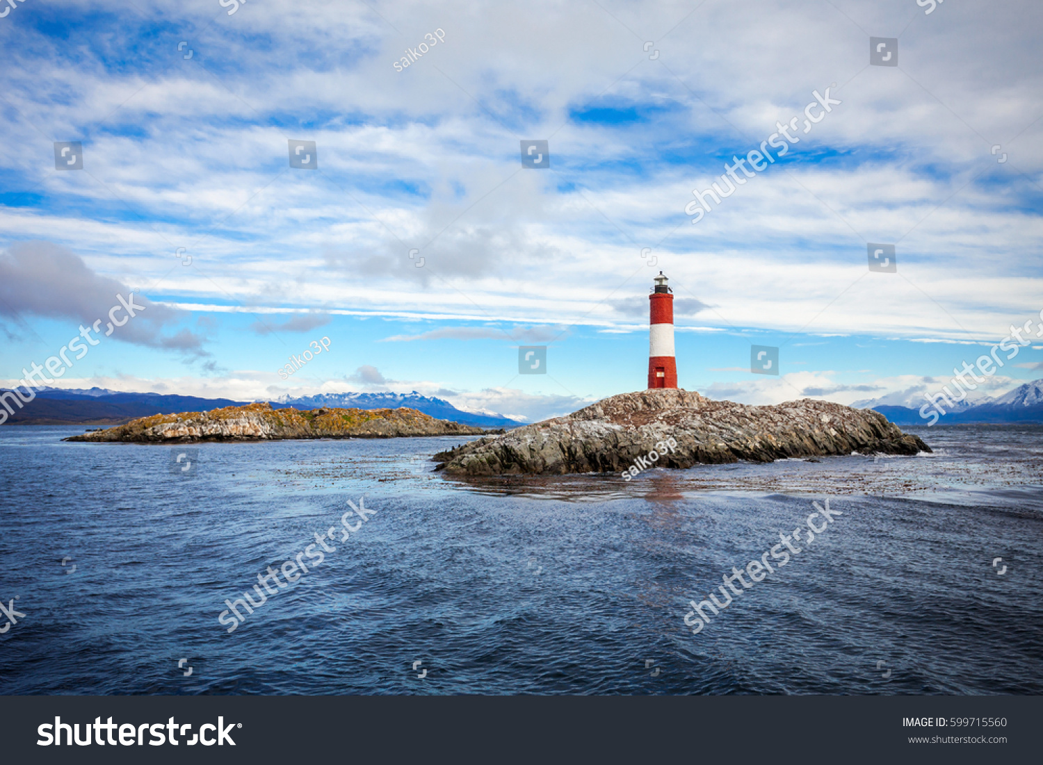 Les Eclaireurs Lighthouse is located near Ushuaia in Tierra del Fuego in Argentina.