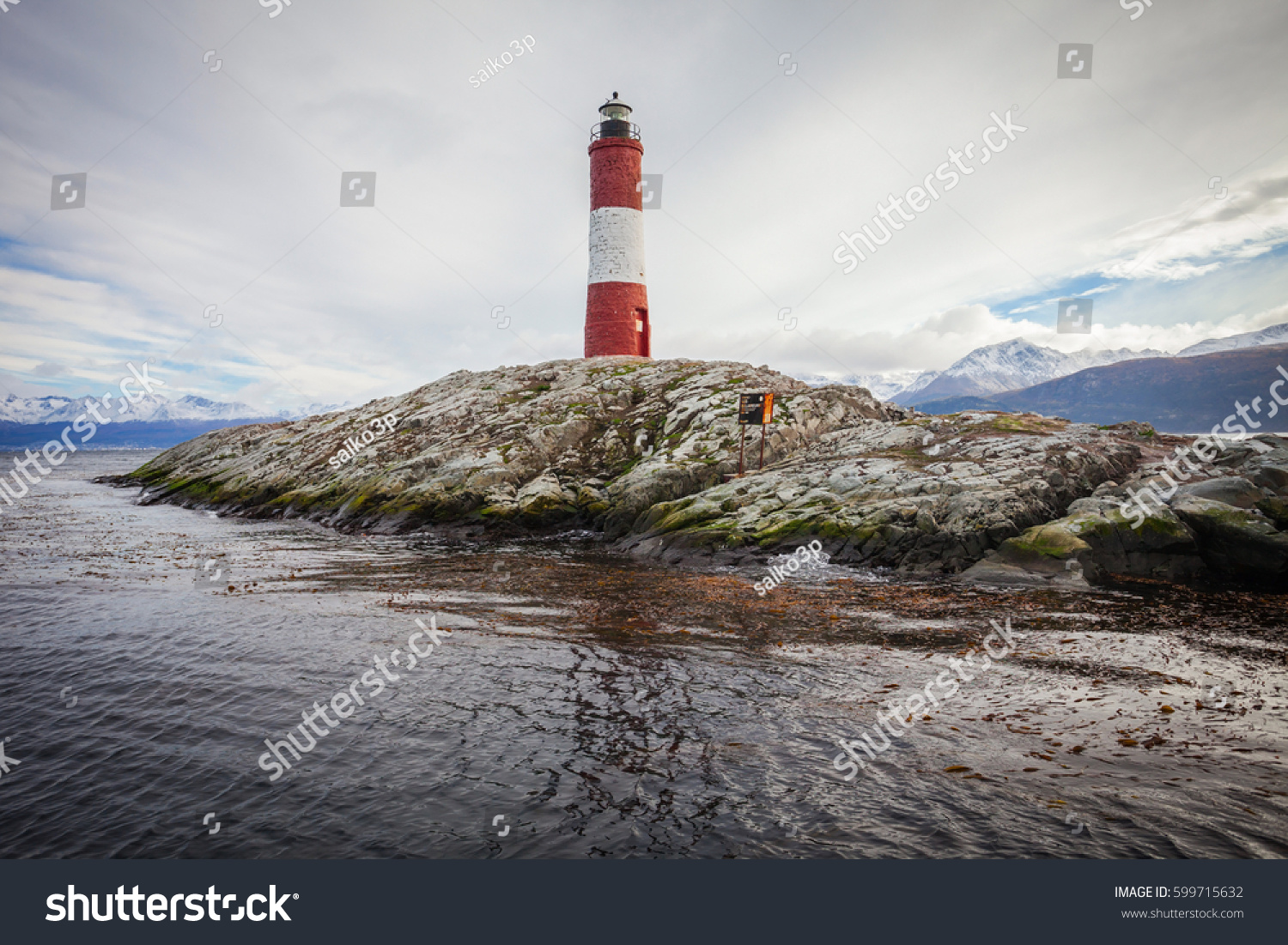Les Eclaireurs Lighthouse is located near Ushuaia in Tierra del Fuego in Argentina.