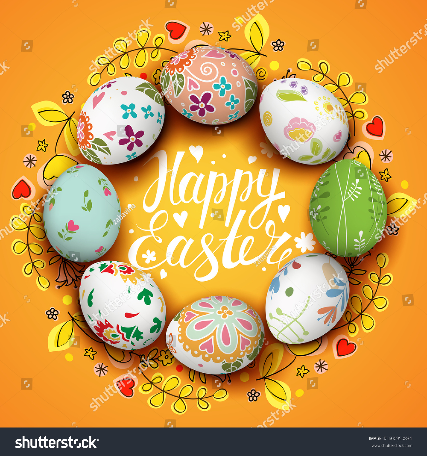 handwriting inscription happy easter bright yellow background