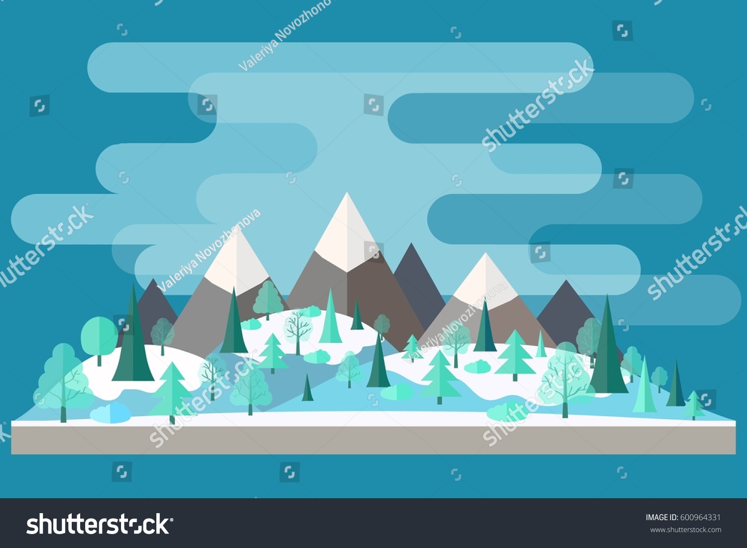 Forest in flat style. Winter forest. Wildlife. Eco lifestyle. Forest view. Vector illustration