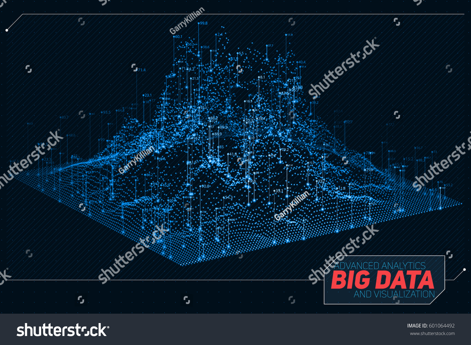 Vector abstract 3D big data visualization. Futuristic infographics aesthetic design. Visual information complexity. Intricate data threads graphic. Social network or business analytics representation