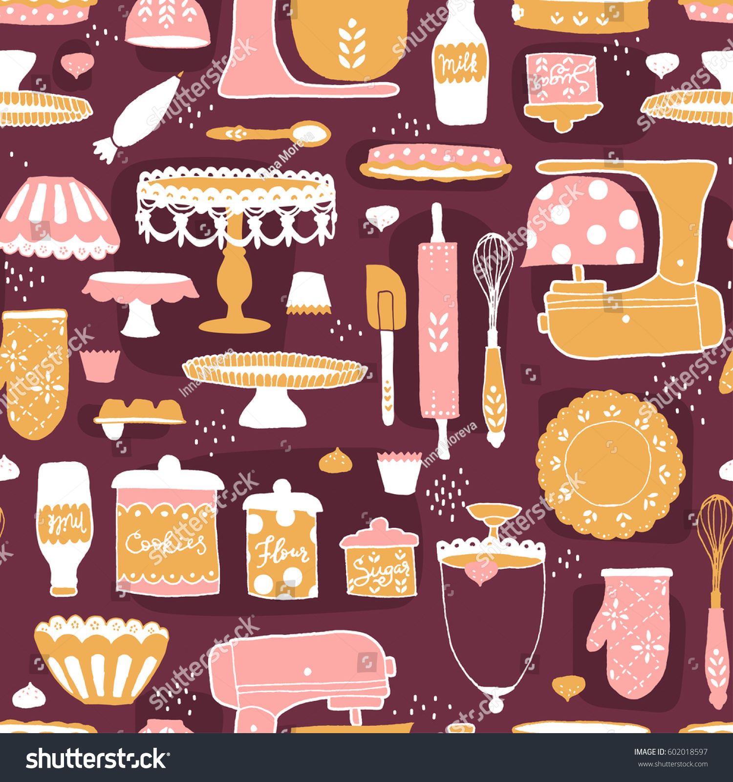 Vector baking utensils seamless pattern