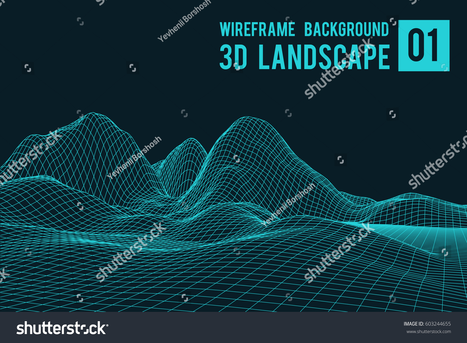 Wireframe landscape background. Abstract vector.3d technology illustration.