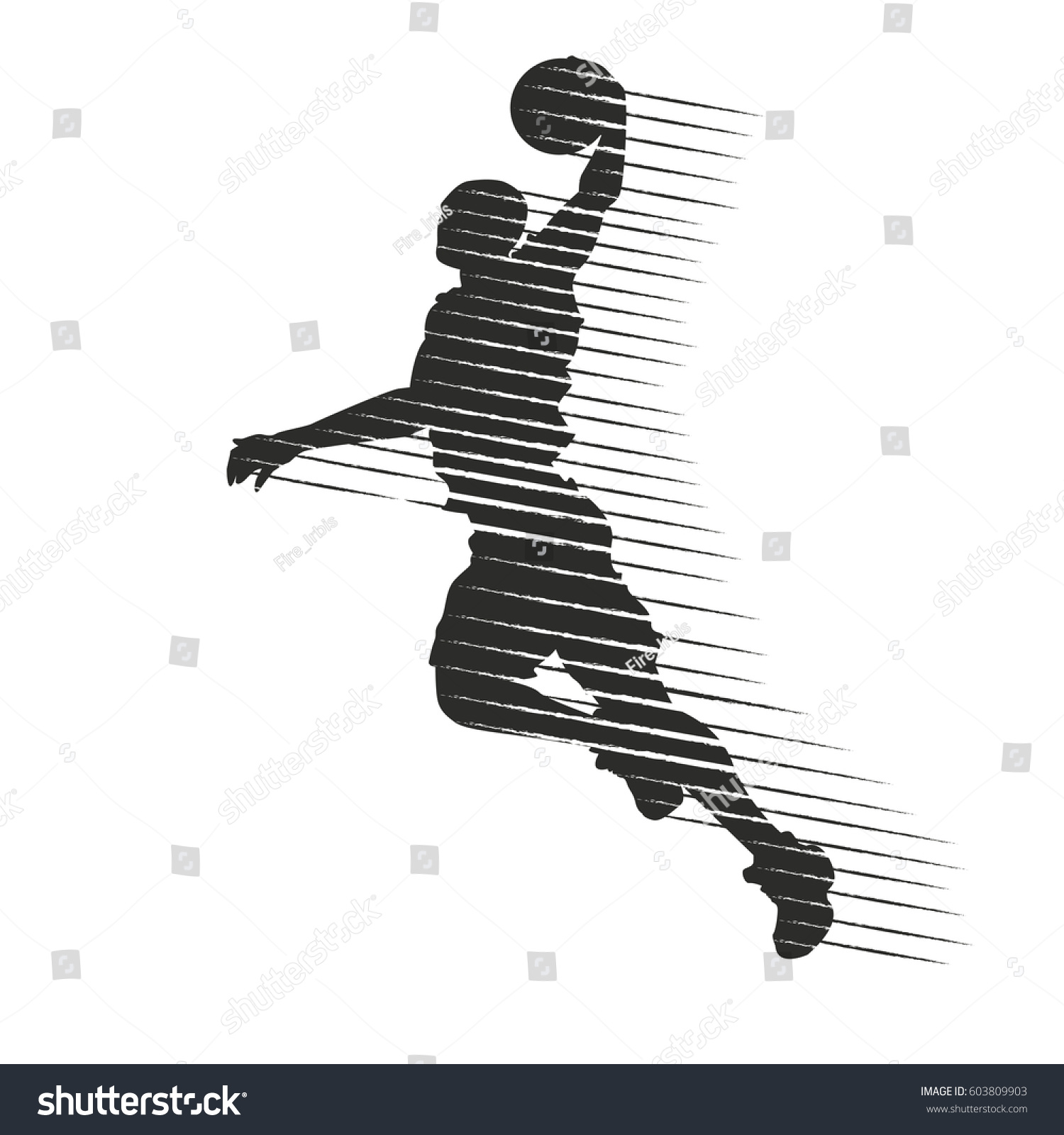 Silhouette of a basketball player in grunge style