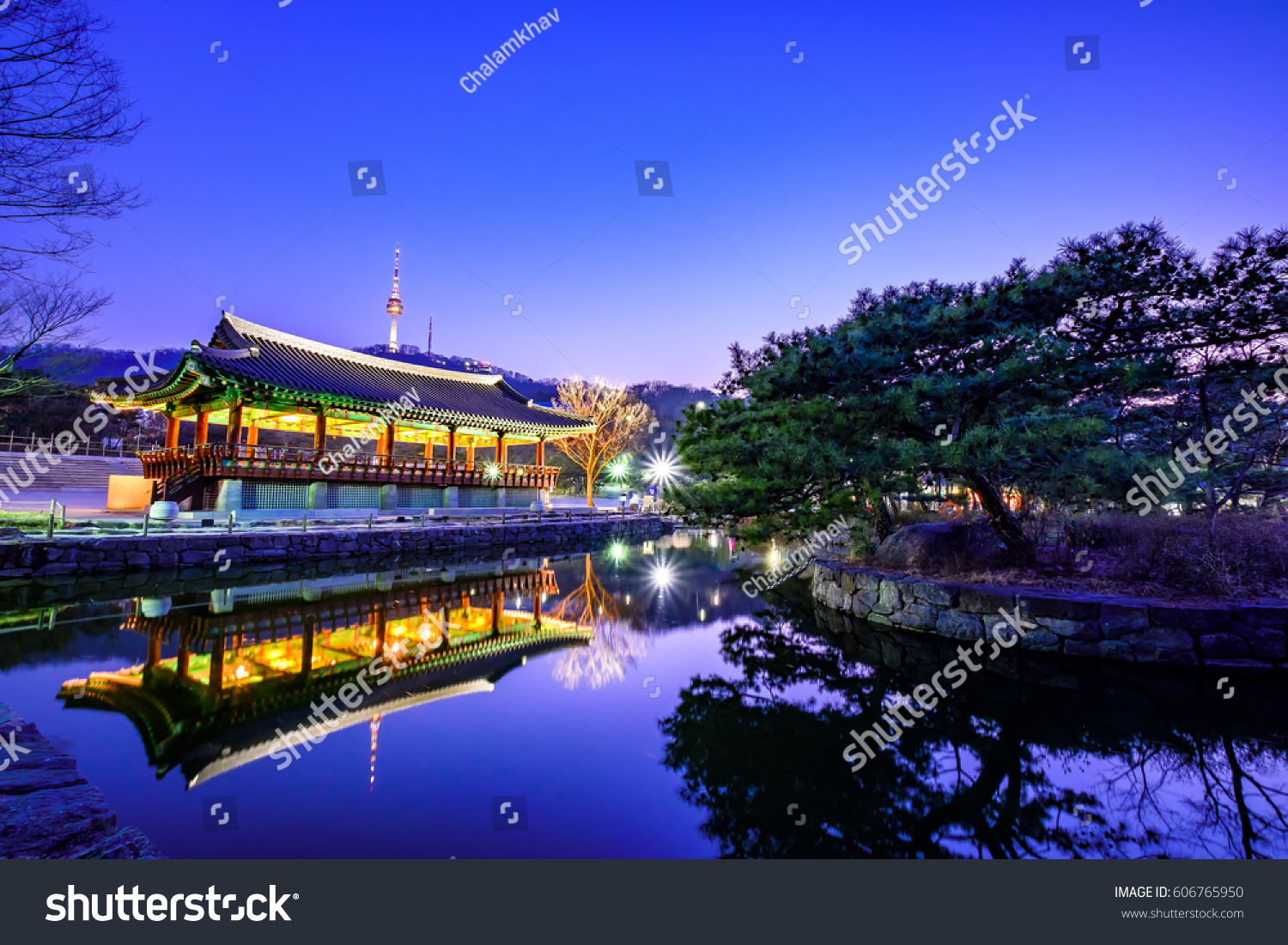 Namsangol Hanok Village. South Korea Soft focus