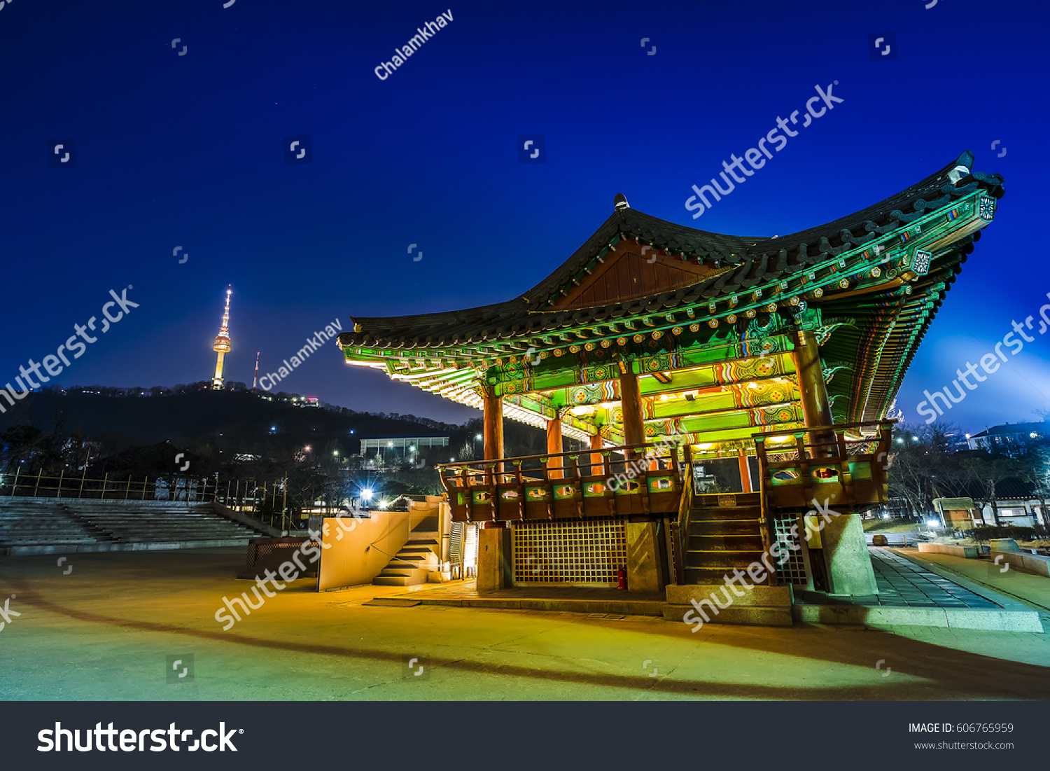 Namsangol Hanok Village. South Korea Soft focus