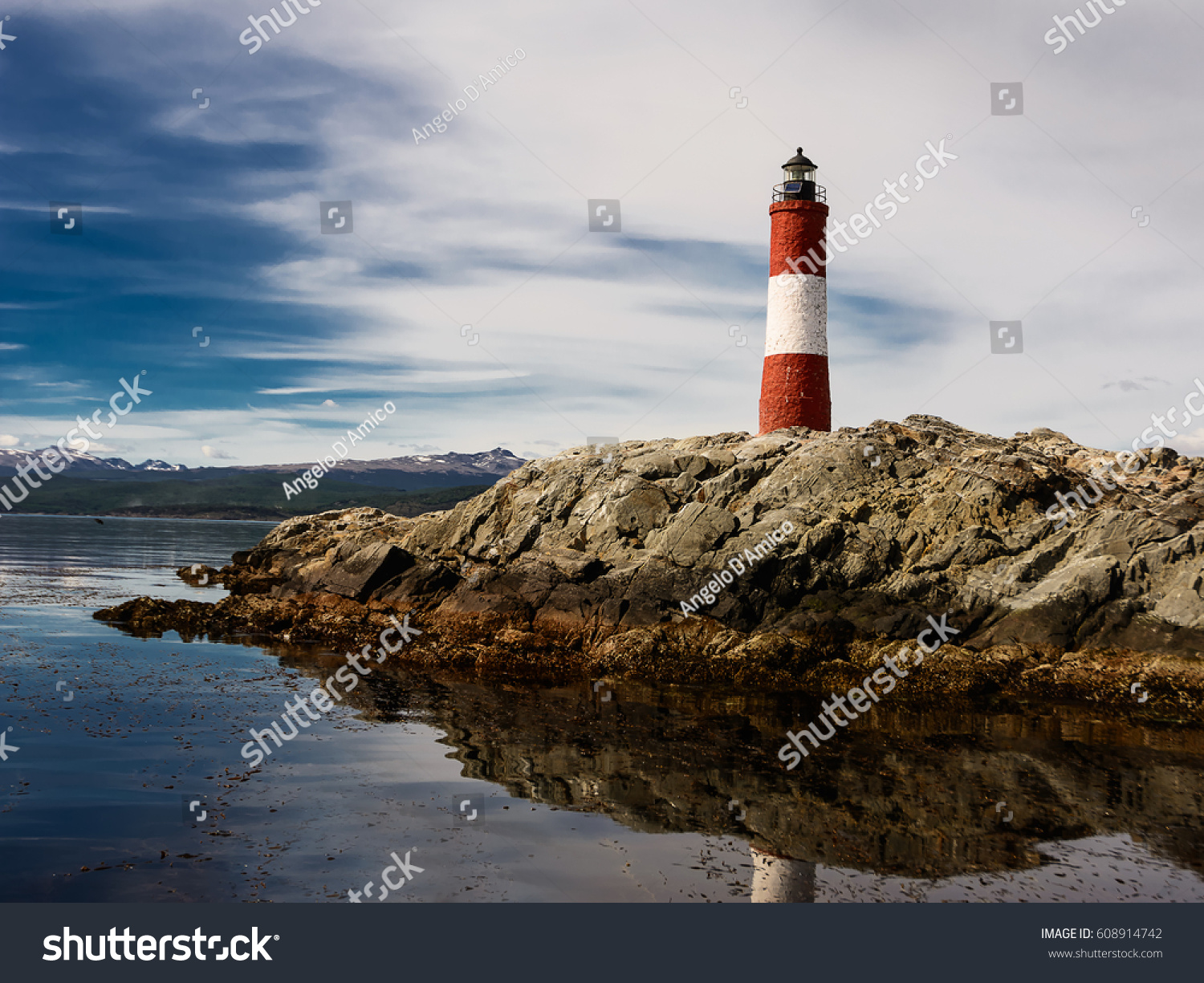 Lighthouse Les eclaireurs in Beagle Channel near Ushuaia