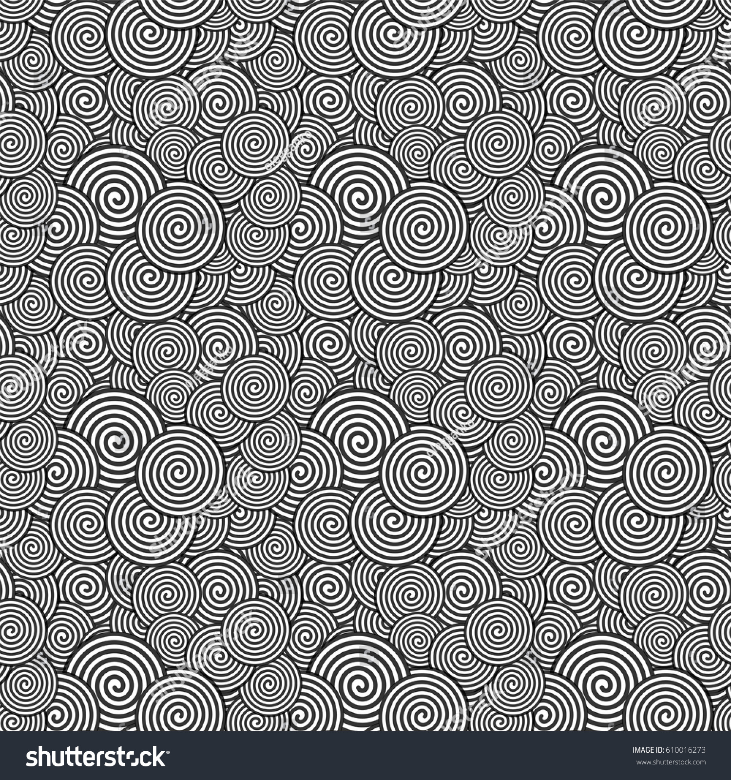 Black and White Seamless Pattern. Abstract spiral Psychedelic Art ...