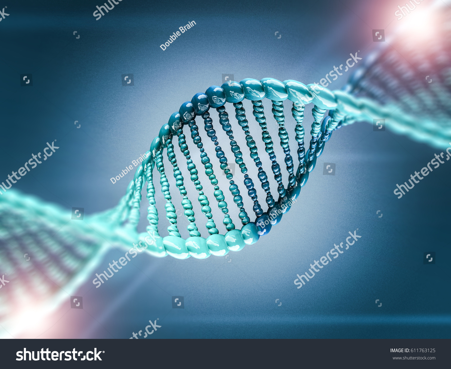 Digital illustration of a DNA model on science background. 3D rendering