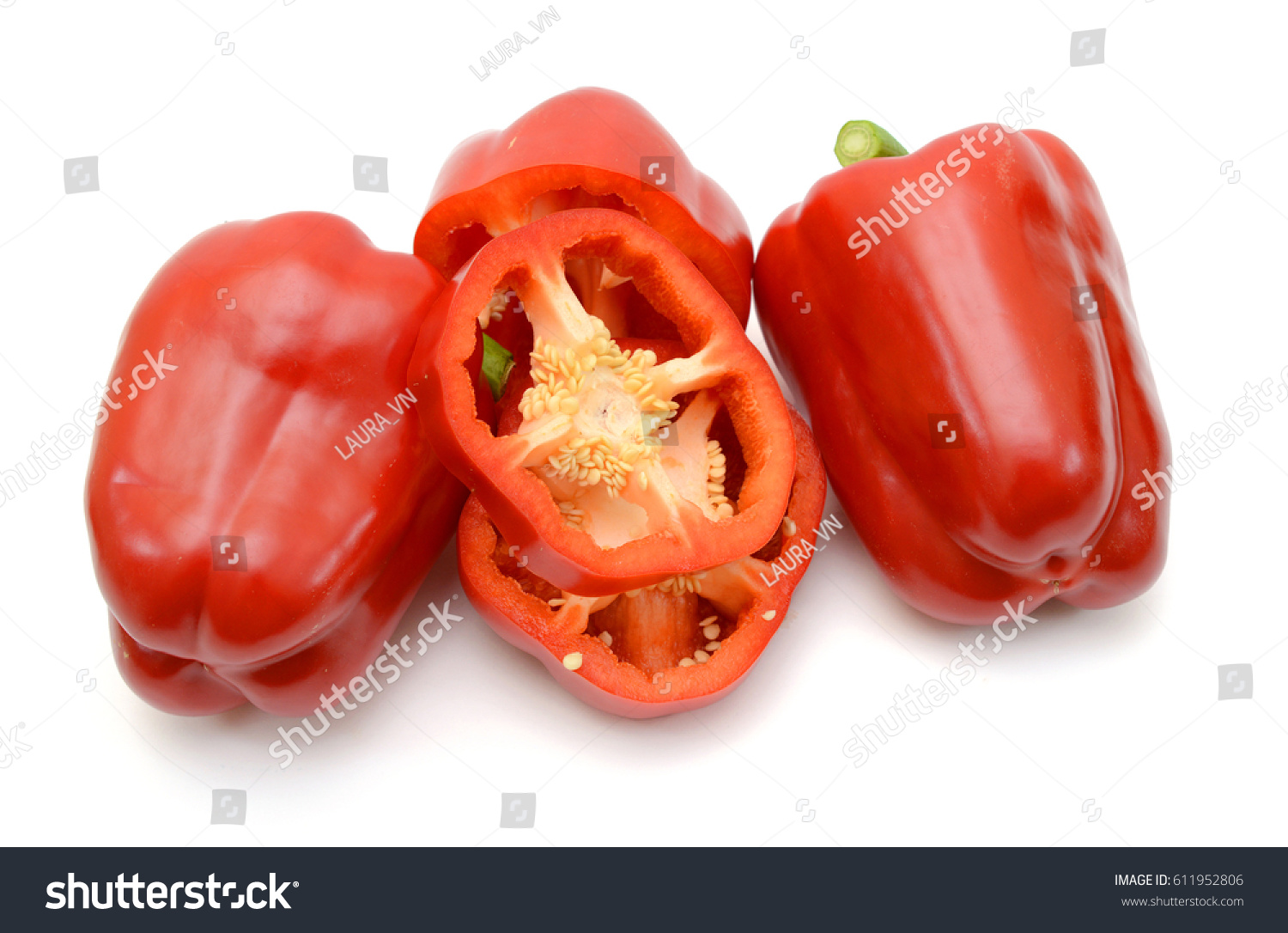 fresh red bell pepper isolated on white background