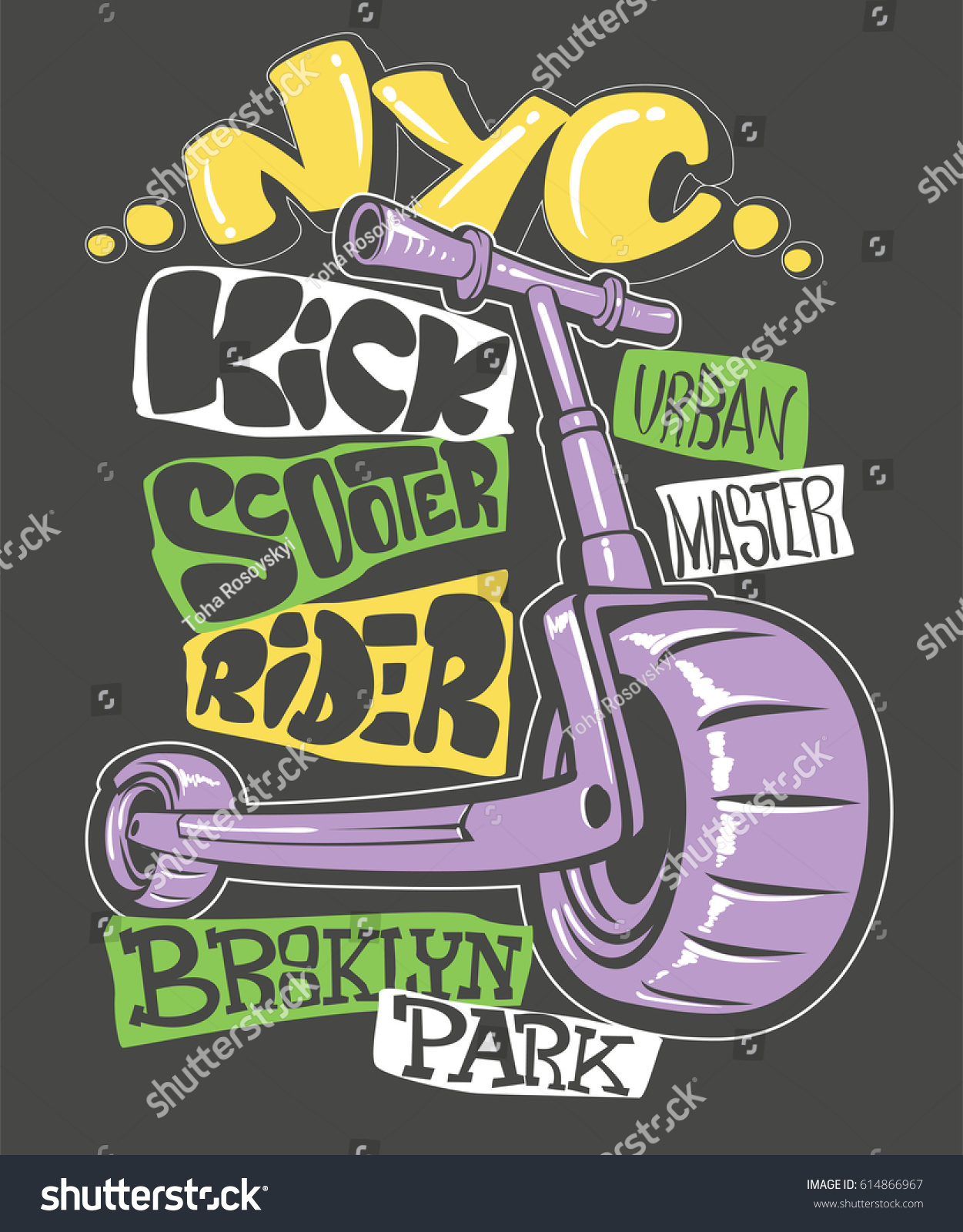 Kick scooter print design  vector illustration 