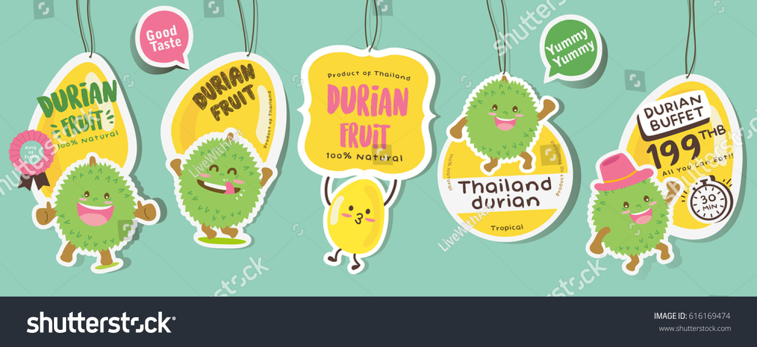 Cute Durian Vector 7 / Cute Durian Vector Packaging Design labels / Mascot Vector Design