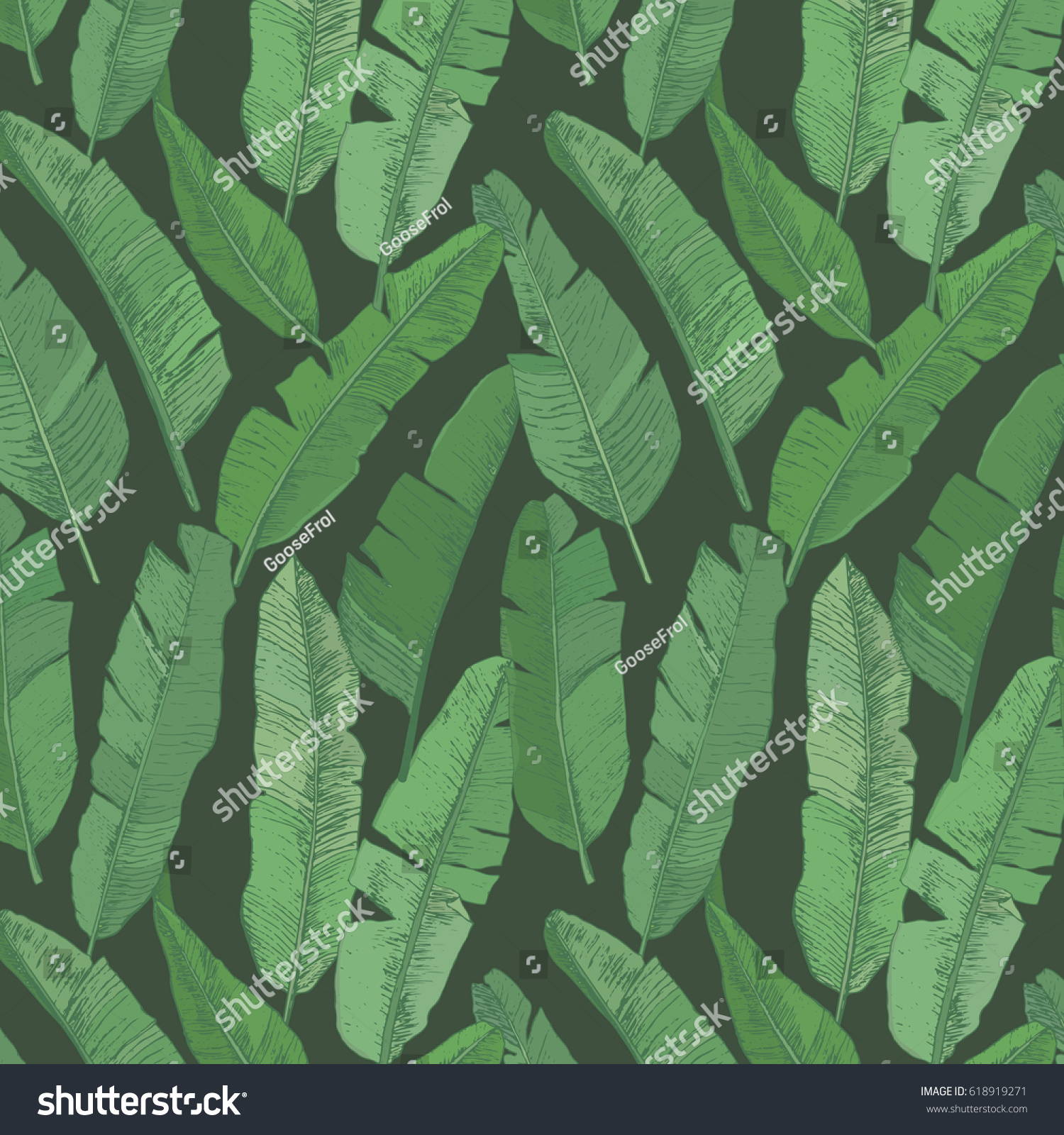 tropical banana palm leaves hand drawn vector pattern_站酷海洛_正版图片_视频_字体 ...