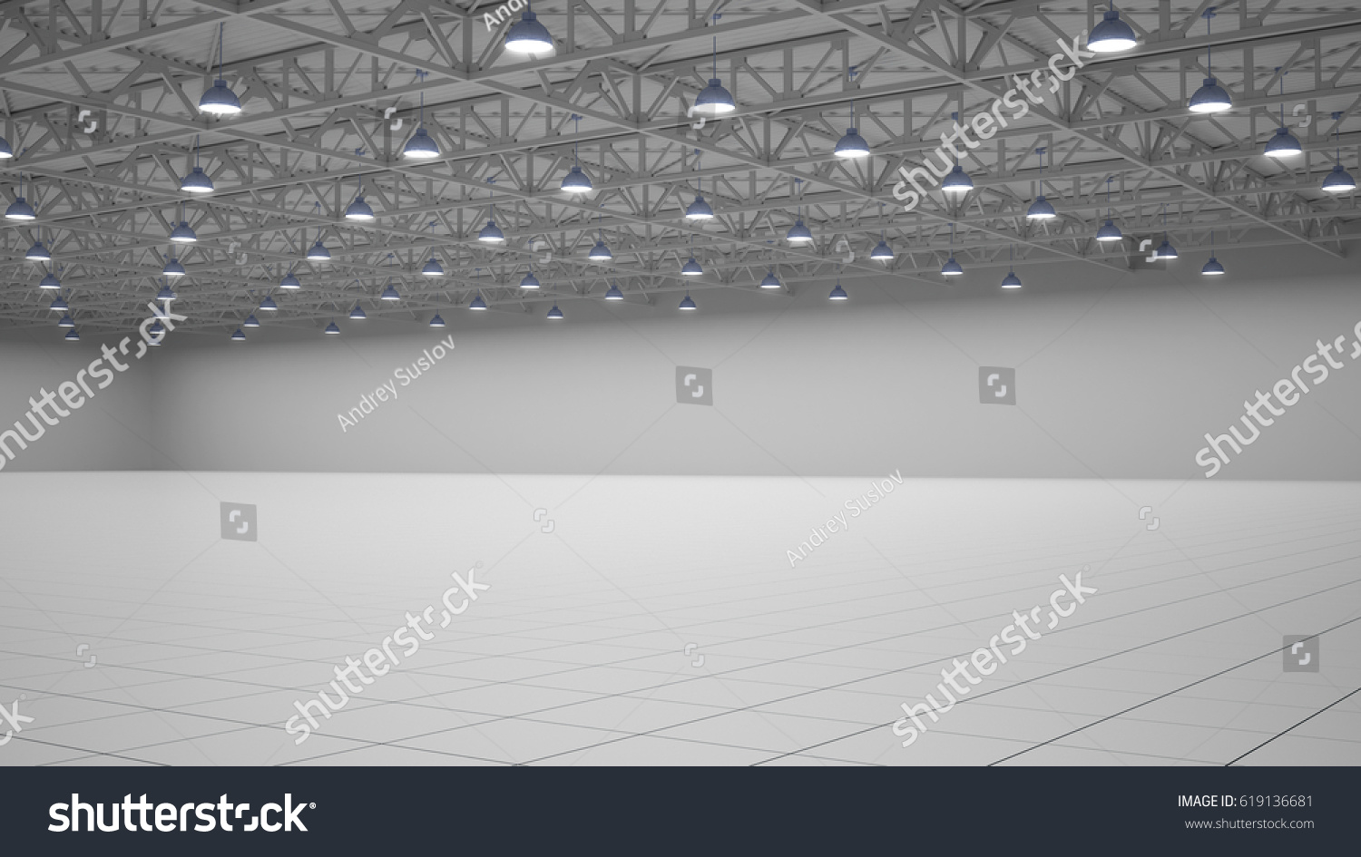 Empty exhibition center. backdrop for exhibition stands. tile flooring. marketing mock up. 3d render