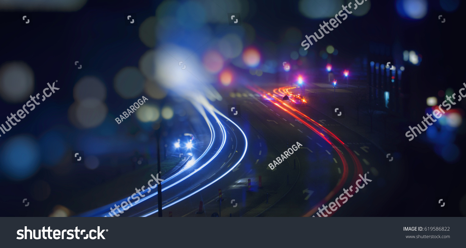 Abstract blur city night traffic background. colorful light trace from night traffic 