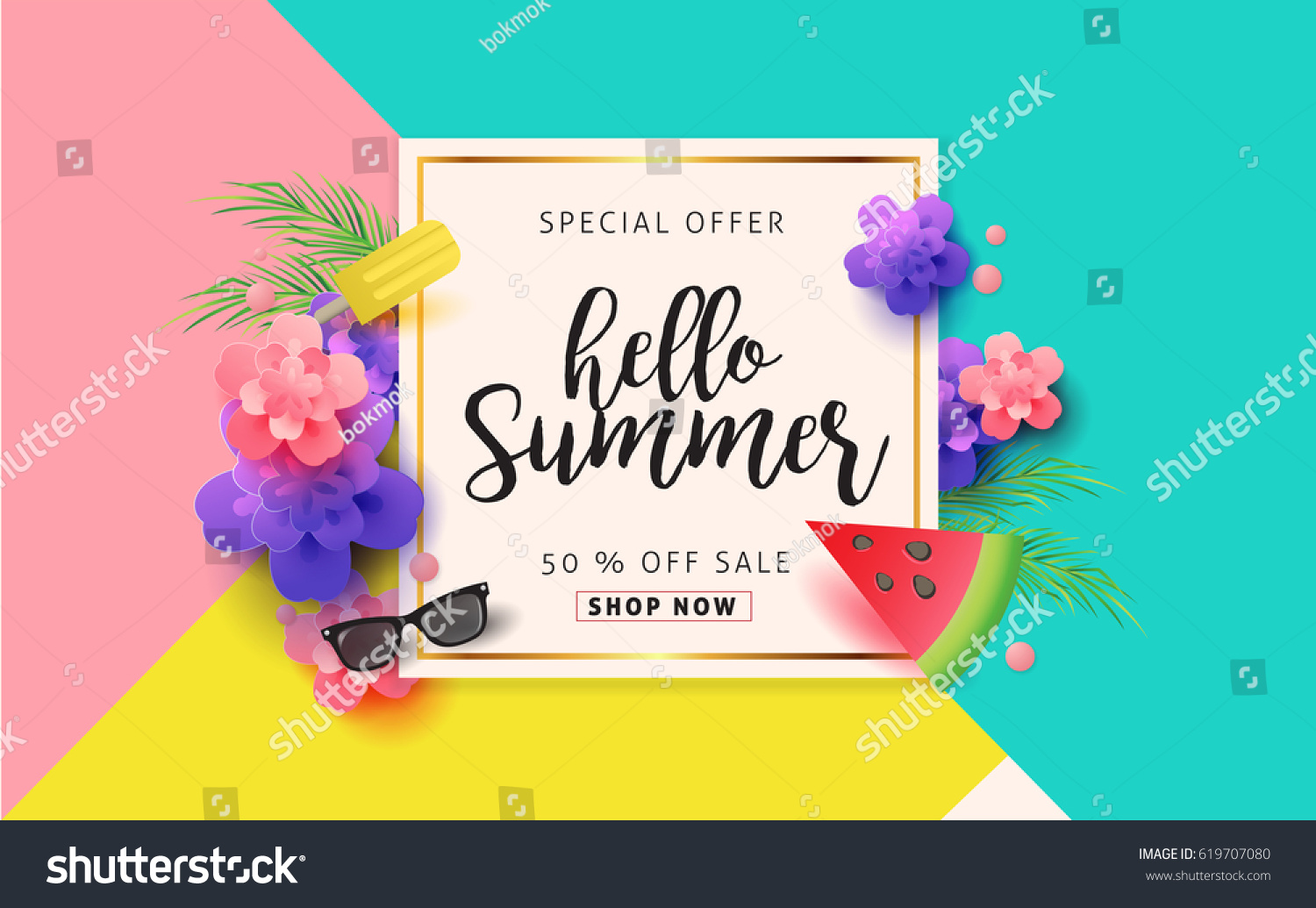 Summer sale banner background layout .Vector illustration template.