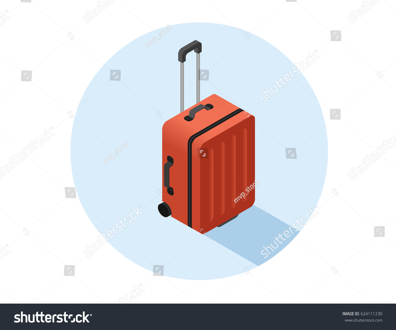 Vector isometric illustration of red suitcase  baggage icon 