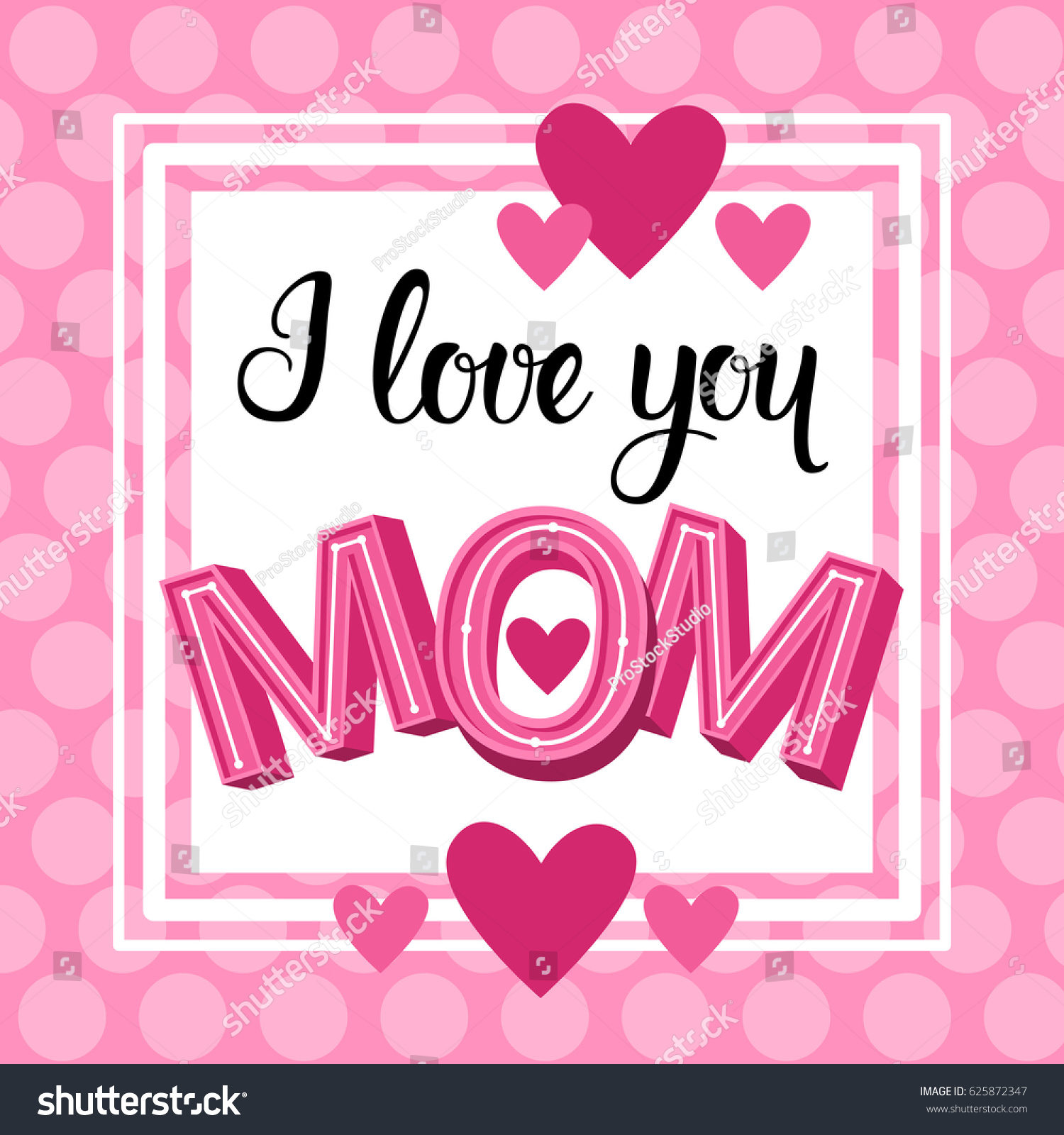 Love Mom Happy Mother Day Spring Holiday Greeting Card Banner Flat ...