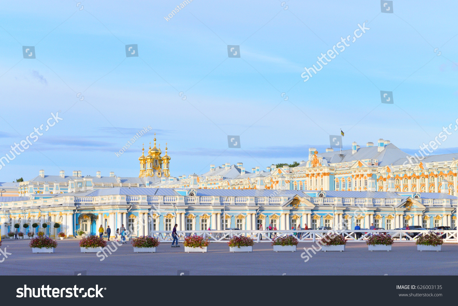 Catherine Palace in Tsarskoe Selo by sunny day  suburb of St.Petersburg  Russia.