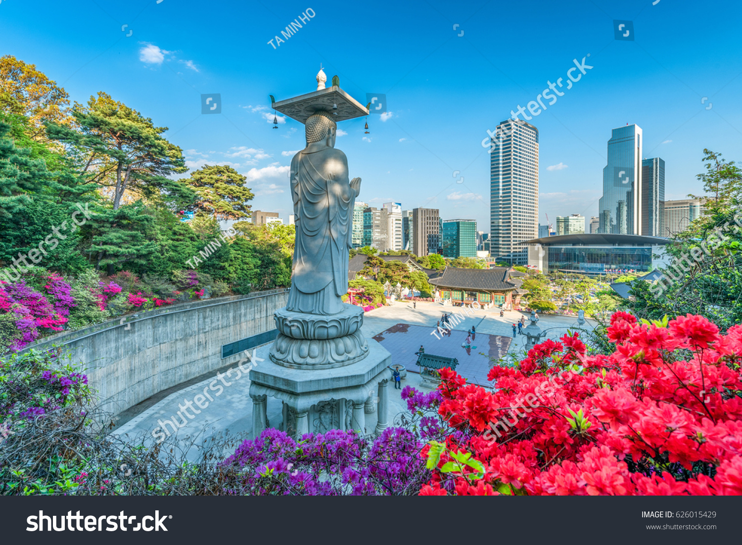 Bongeunsa Temple During the Summer in the Gangnam District of Seoul  South Korea.