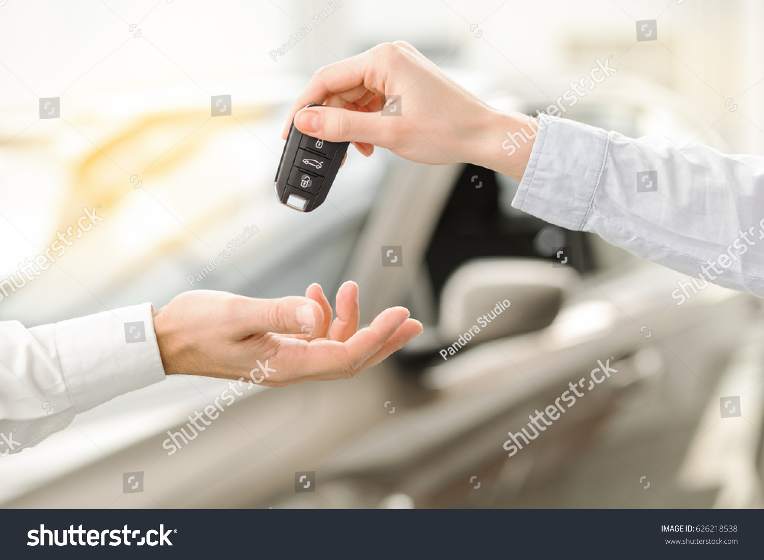 Young Man in a Car Rental Service Test Drive Concept
