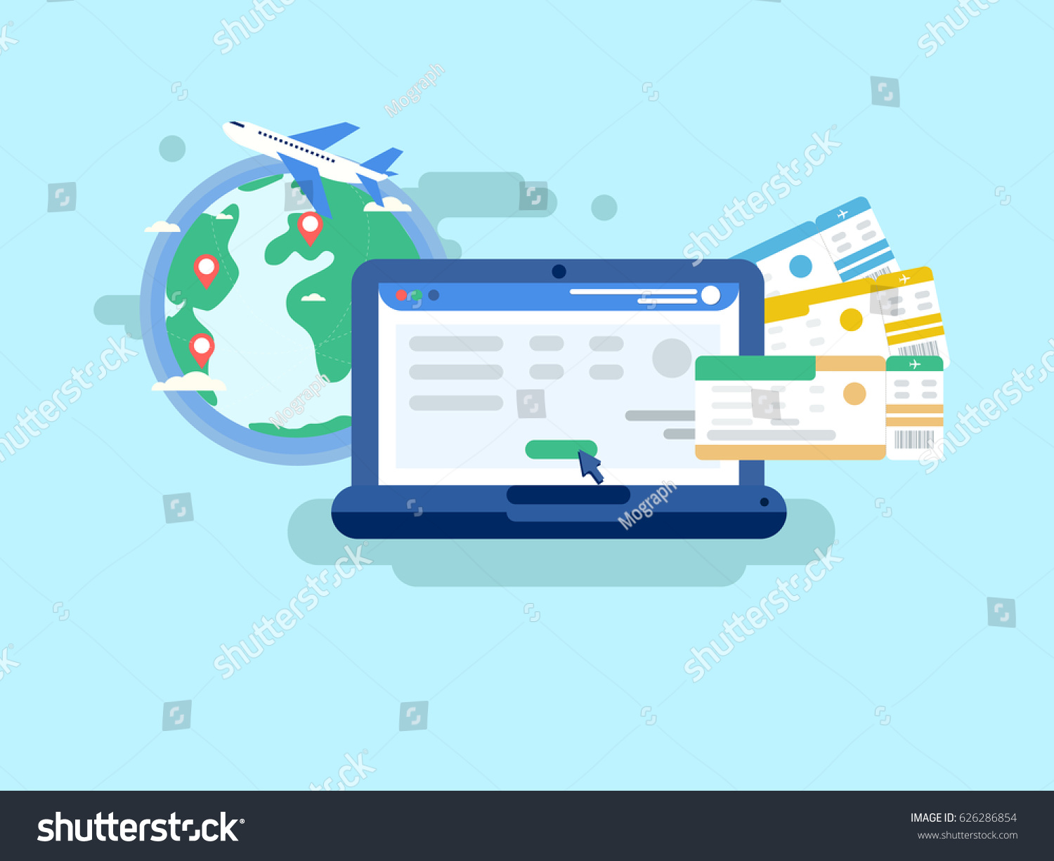 Online tickets setvice. Flat design illustration