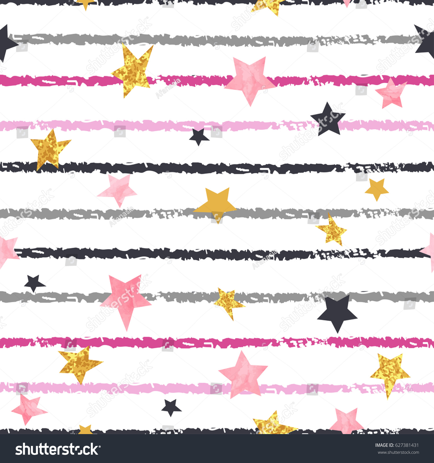 Seamless striped pattern with stars. Vector background.