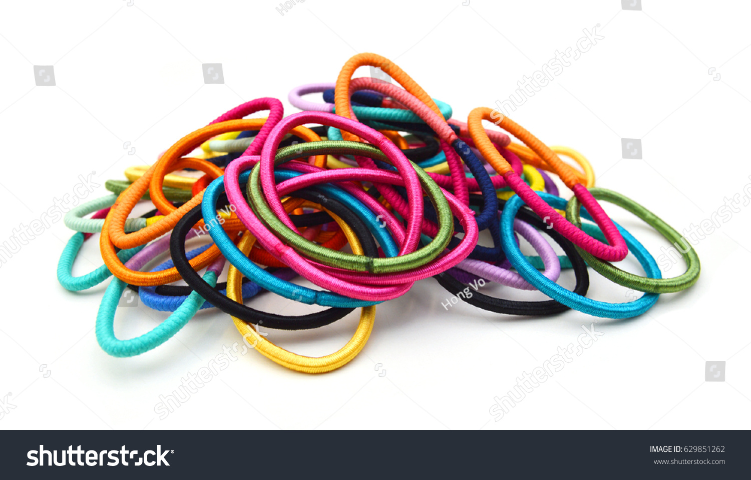 colorful hair bands on white background