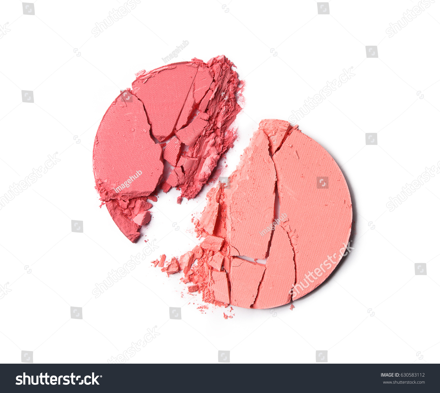 Crushed blush or face powder isolated on white 