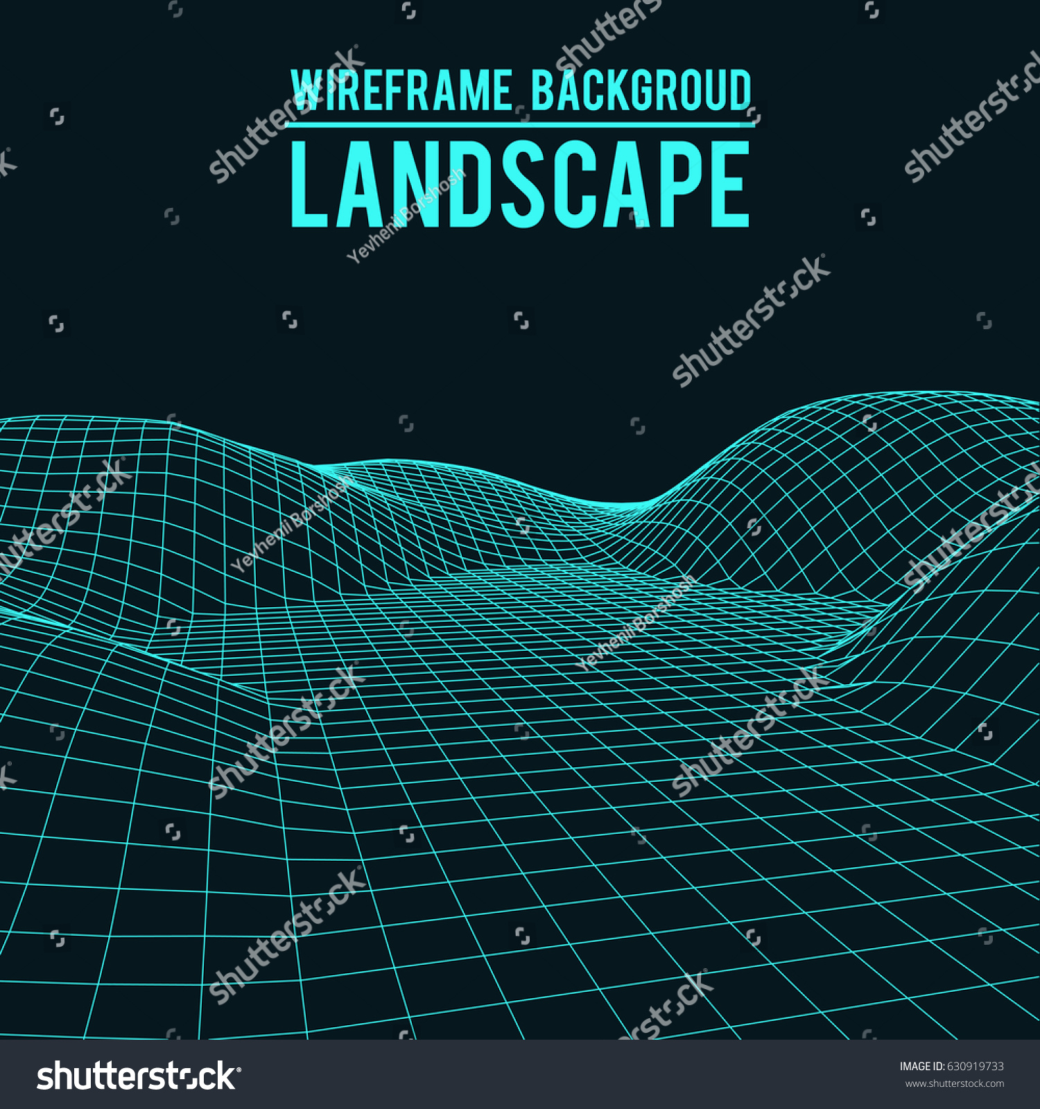 Wireframe landscape background. Abstract vector.3d technology illustration.