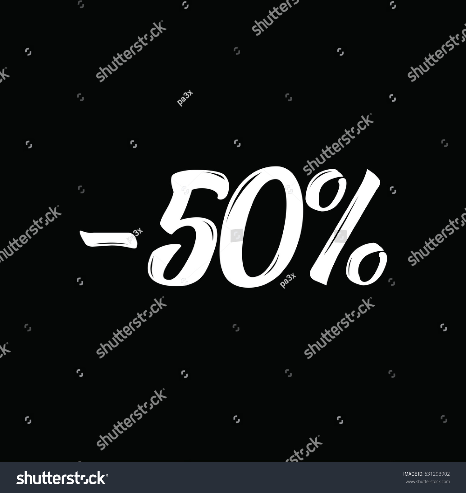 minus 50 percent  text design. Vector calligraphy. Typography poster. Usable as background.