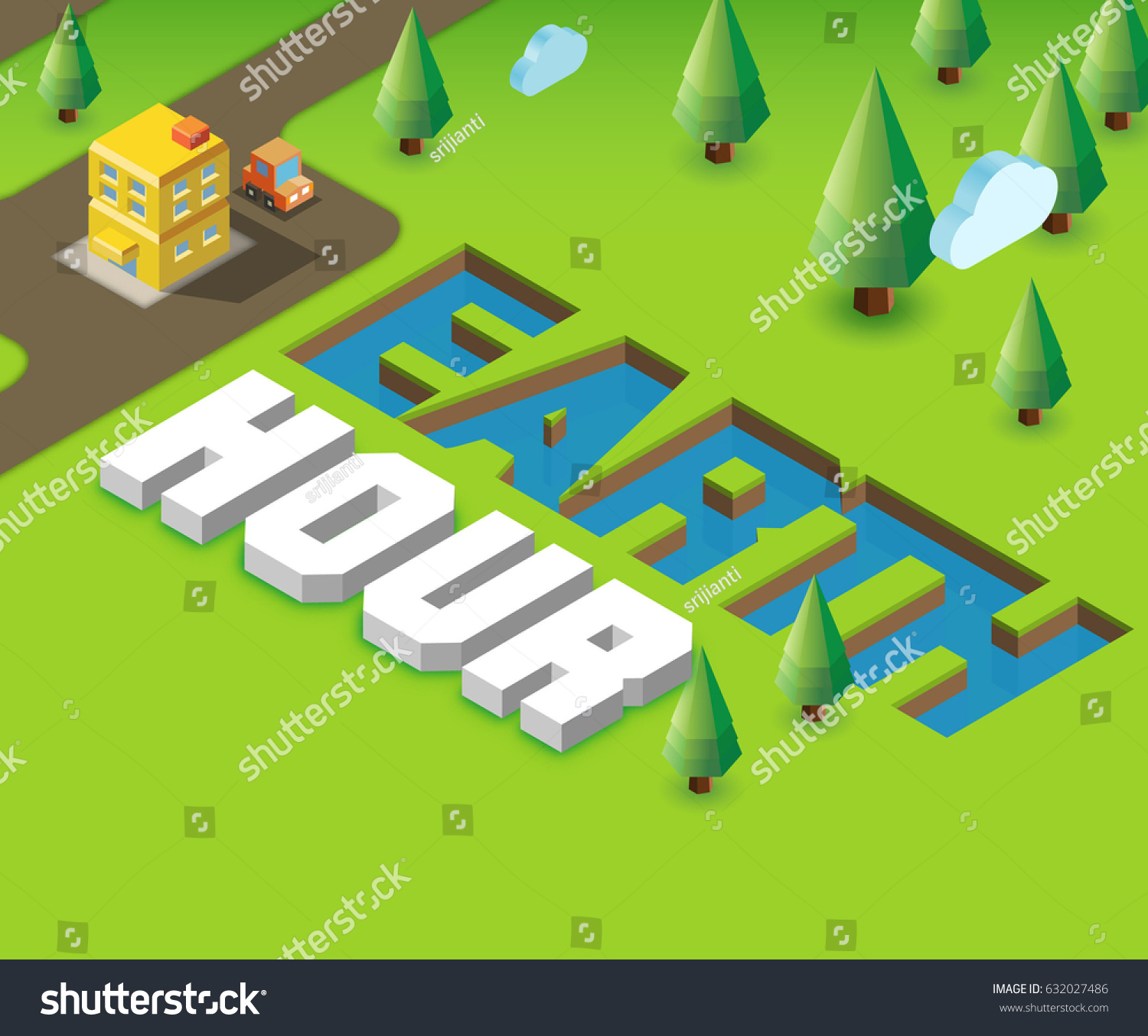 Earth Hour. 3D illustration