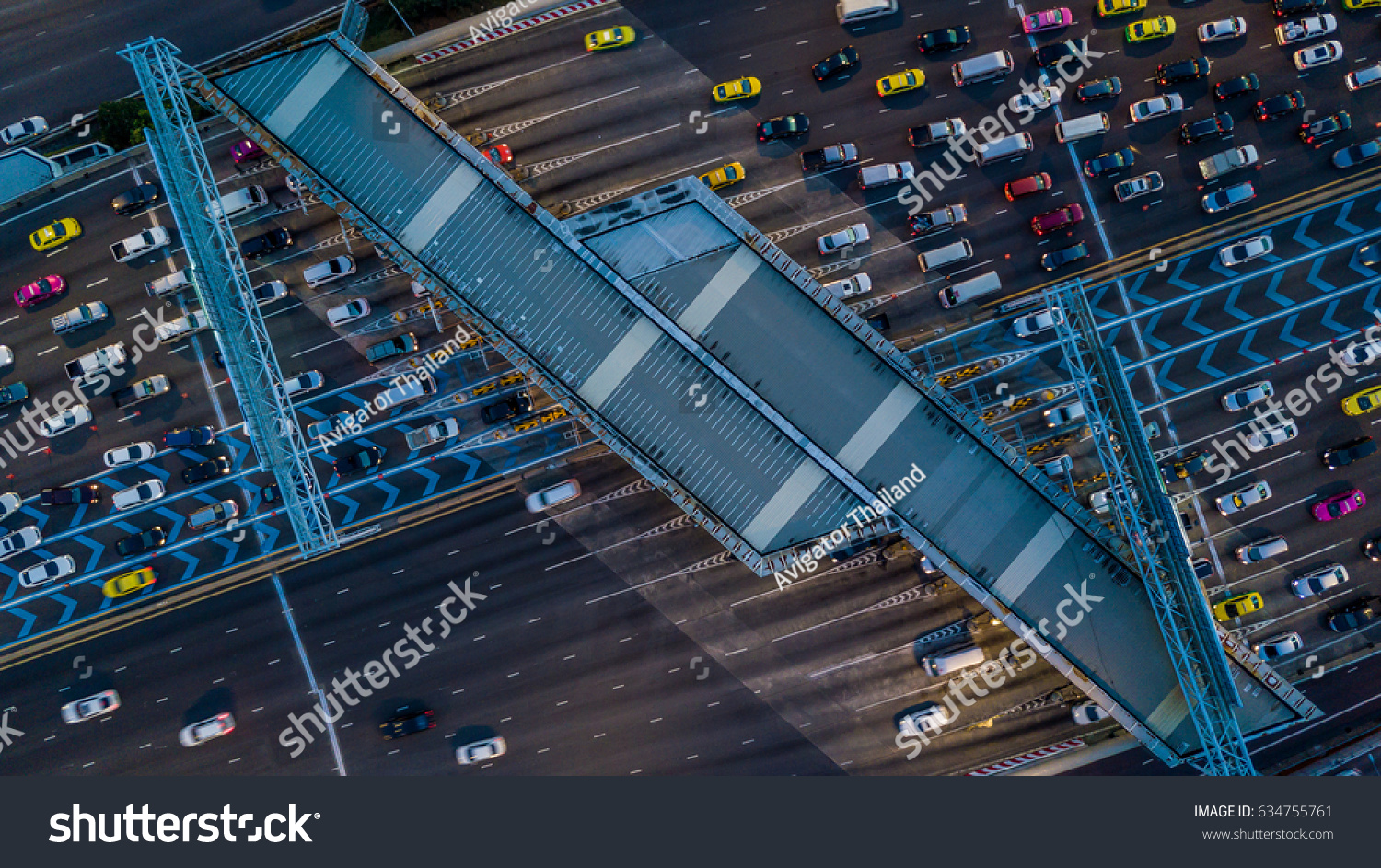 Aerial view Gate for expressway fee payment in Bangkok  Thailand.