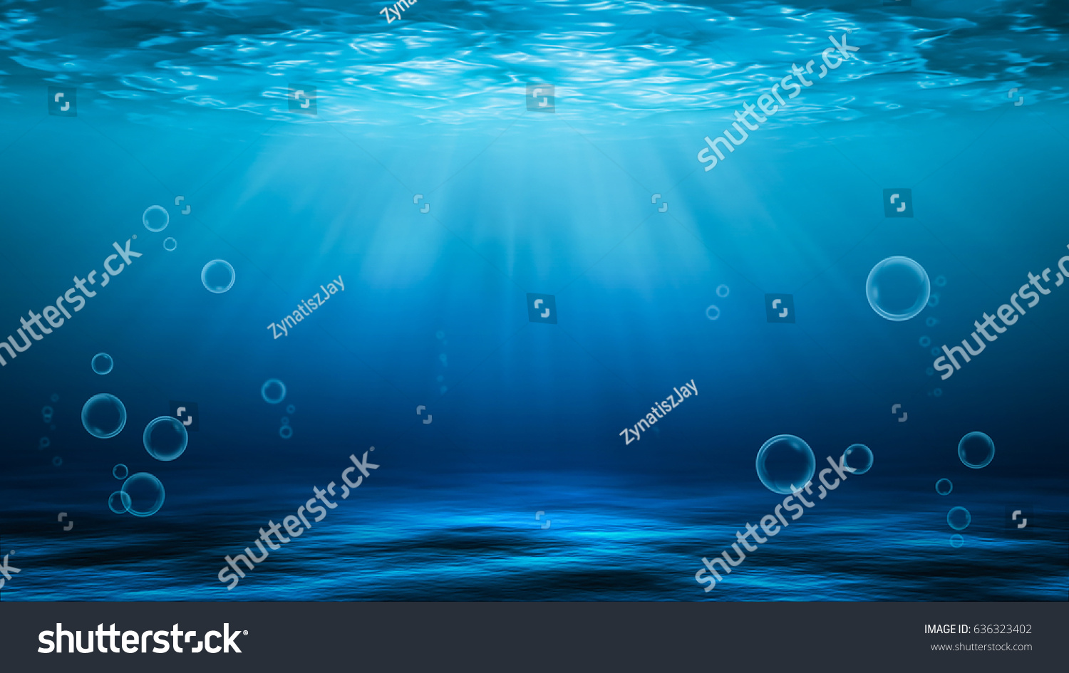 Sunbeams and Sea deep or ocean underwater as a background.