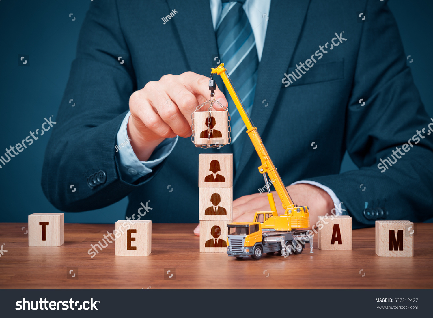 Human resources build team  hire and recruitment concepts. Recruiter complete team by leader.