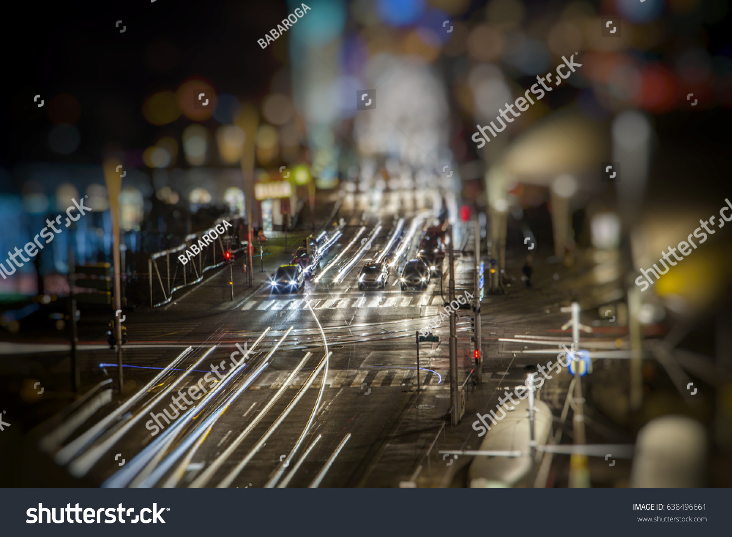 colorful light trace from night traffic in the city