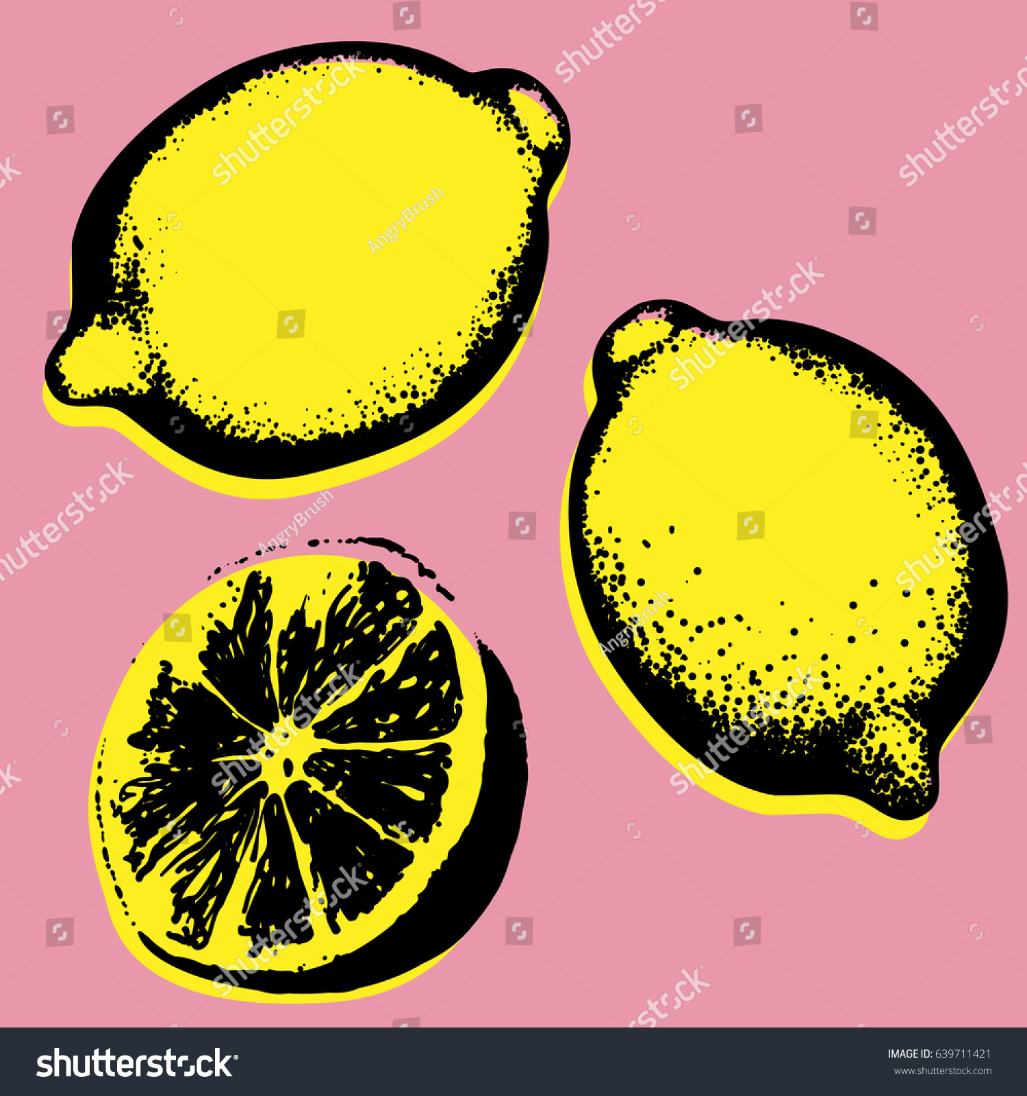Vector hand drawn lemon. Tropical fruit. Sketch. Pop art. Perfect for invitations  greeting cards  posters.