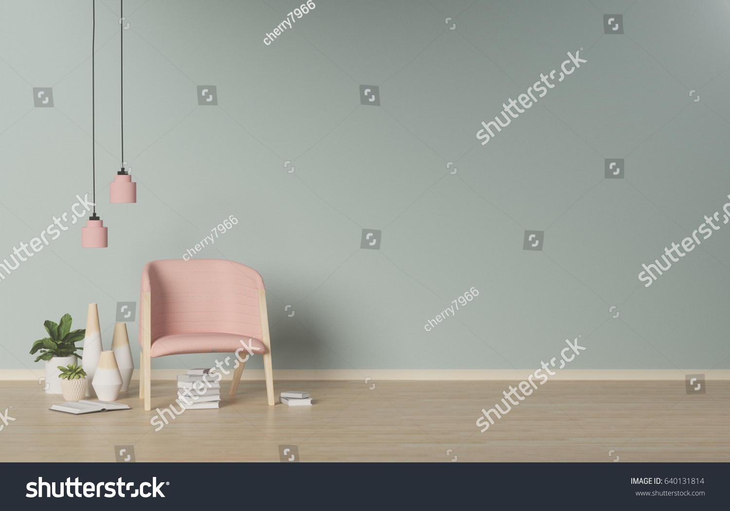 Modern Living room interior  background empty wall 3D rendering