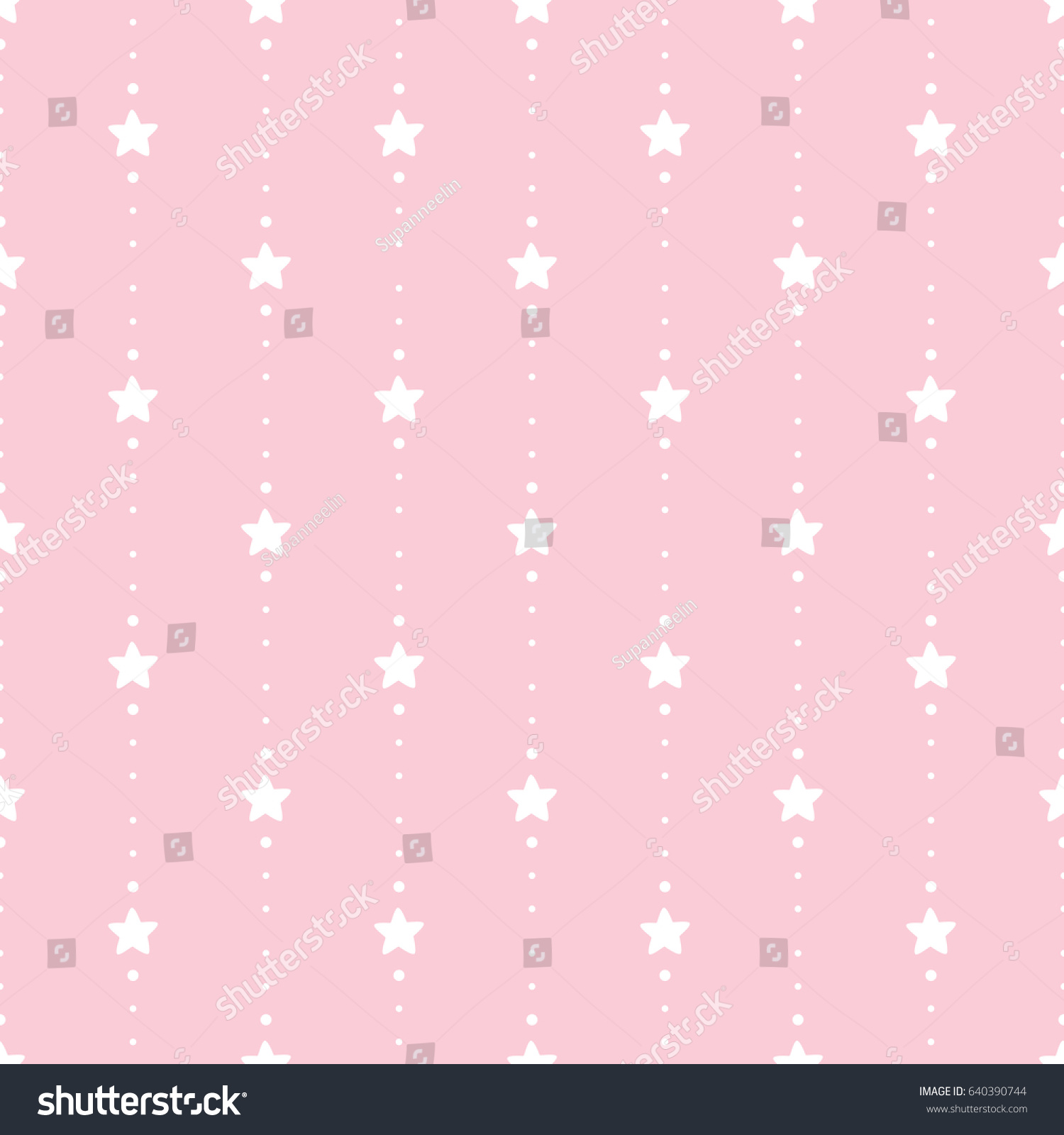 Seamless Pattern of Star and Dot Design on Pink Background