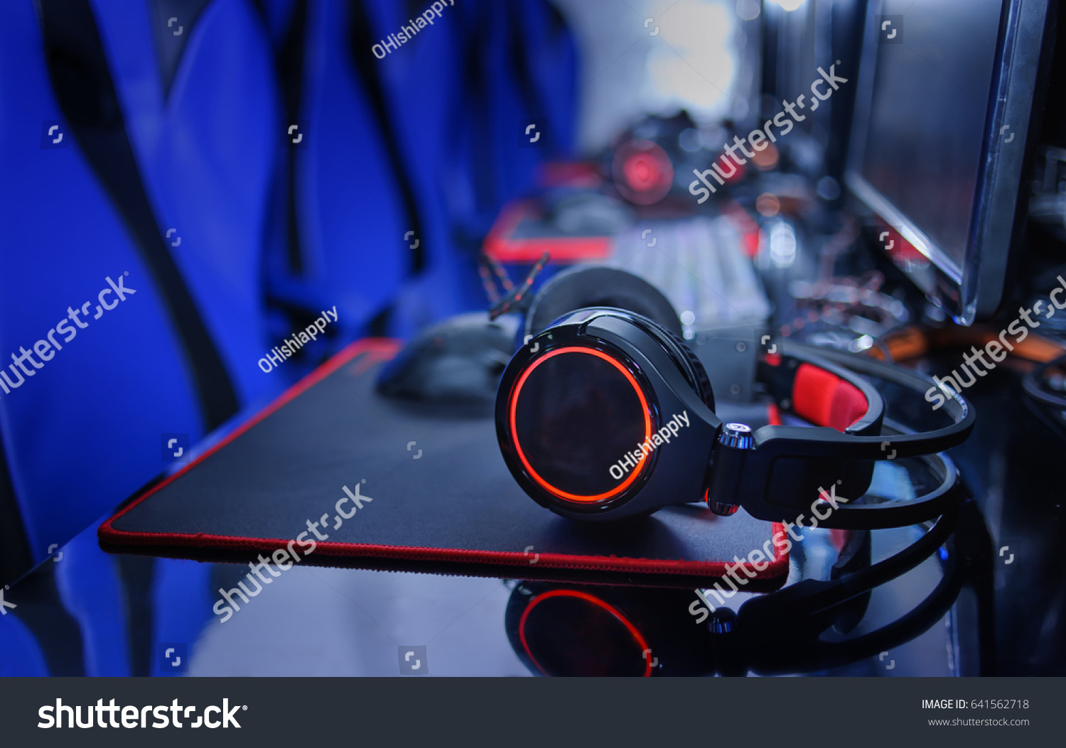 headphone use for gaming computer on line background  esports concept