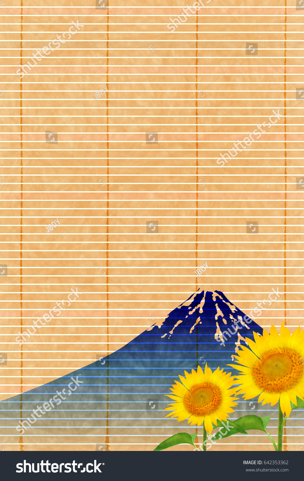 Sunflower Mount Fuji summer background