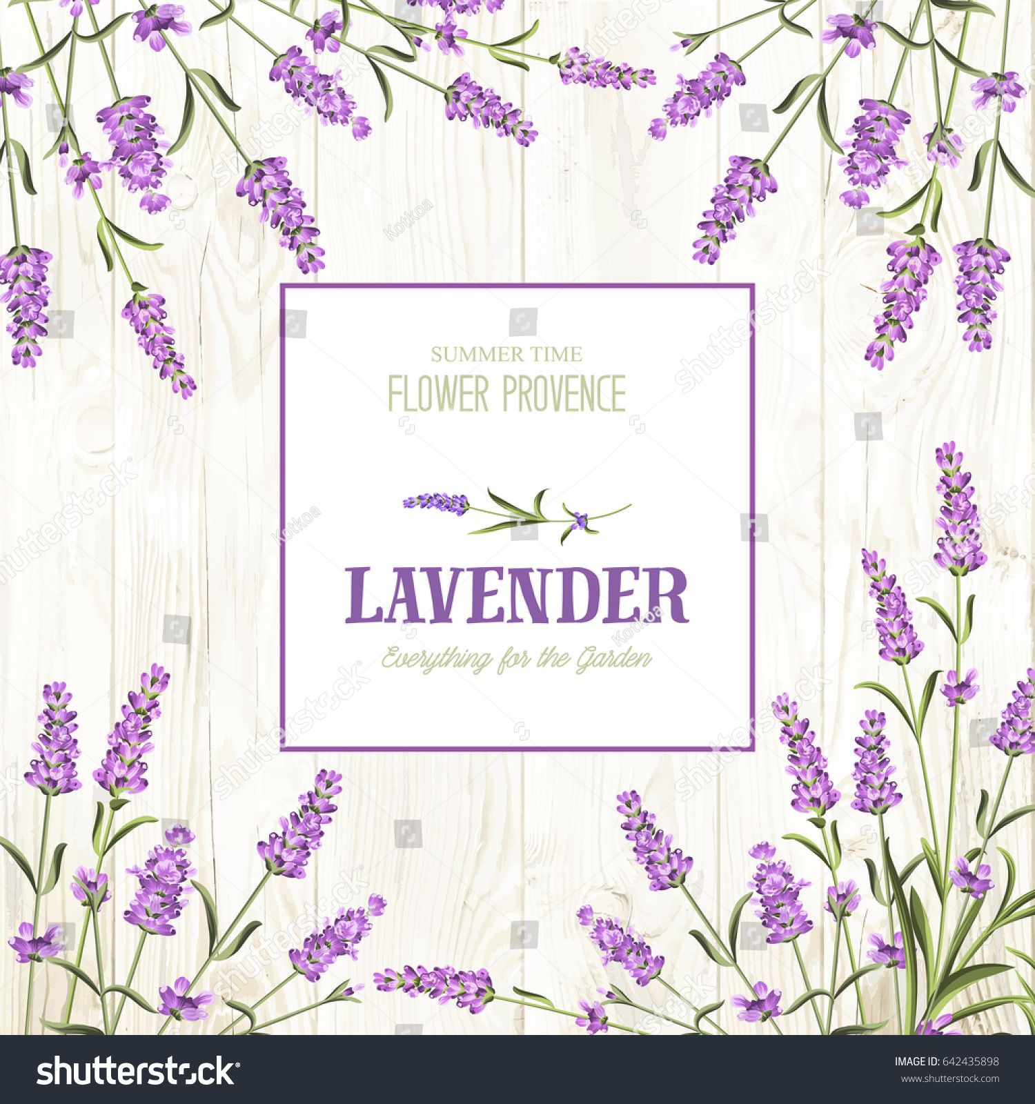 Spring invitation card with lavender flowers. Marriage invitation card with custom sign and flower frame. Lavender frame for provence card. Lavender sign label.