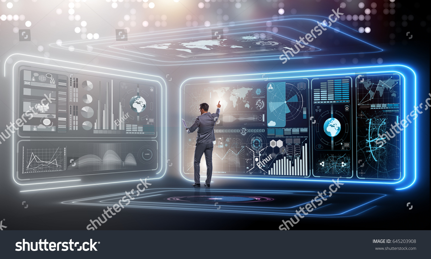 Businessman in big data management concept