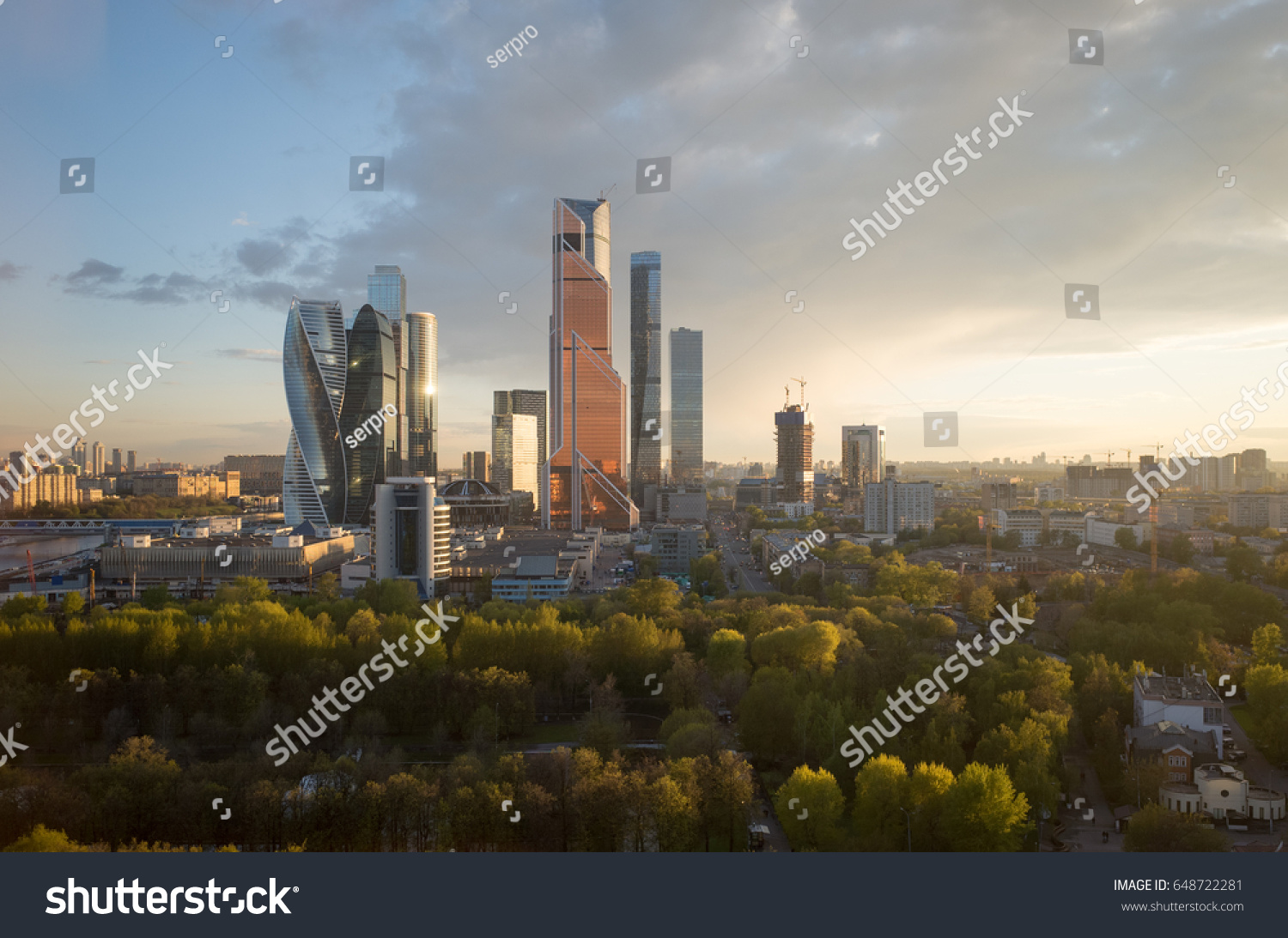 Modern Cityscape. Moscow-city  Russia. Moscow International Business Center. at Sunset.