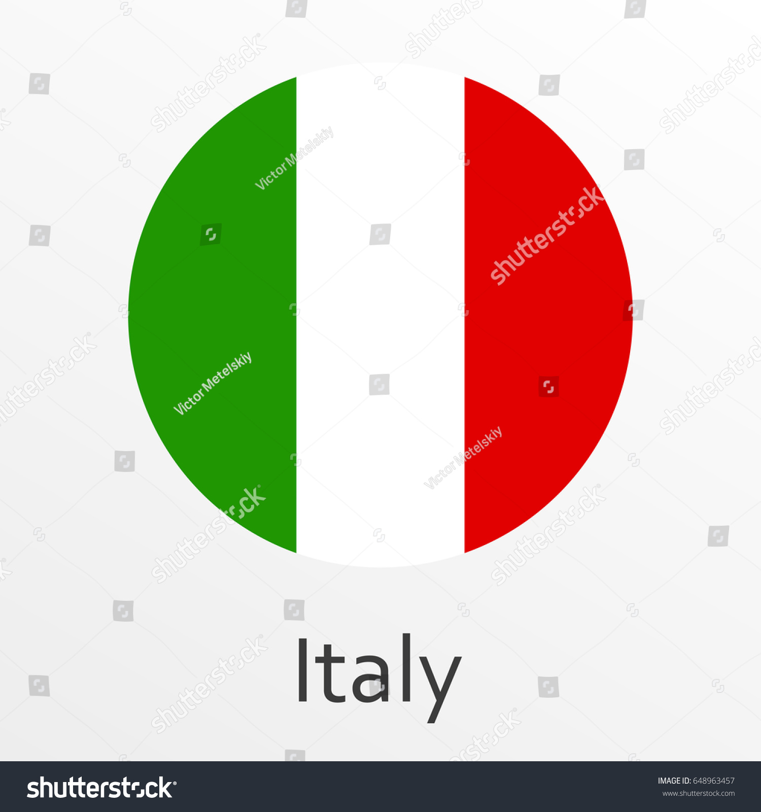Flag of Italy round icon  badge or button. Italian national symbol.
