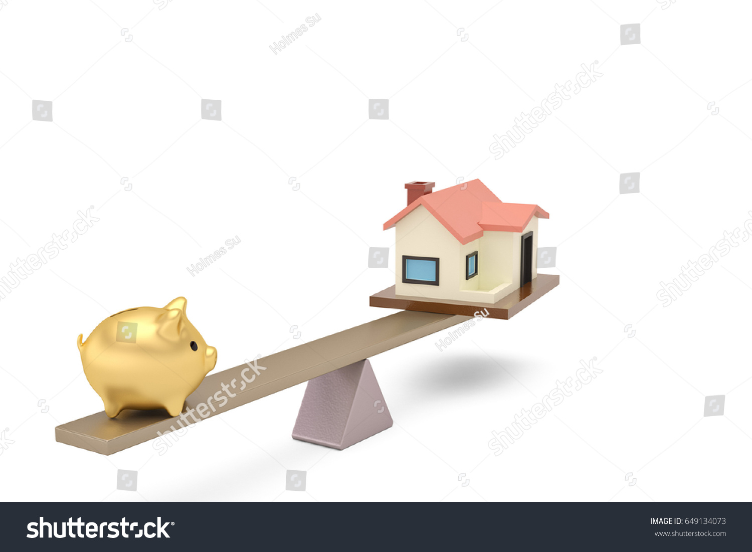 piggy bank and house on the seesaw