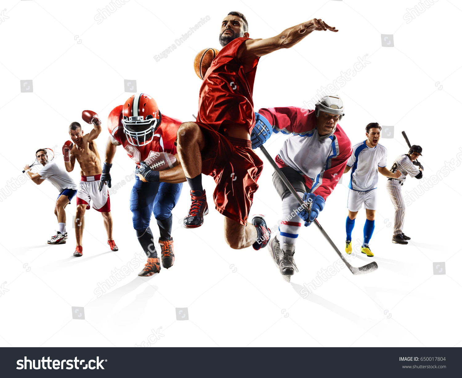 Sport collage boxing soccer american football basketball baseball ice hockey etc