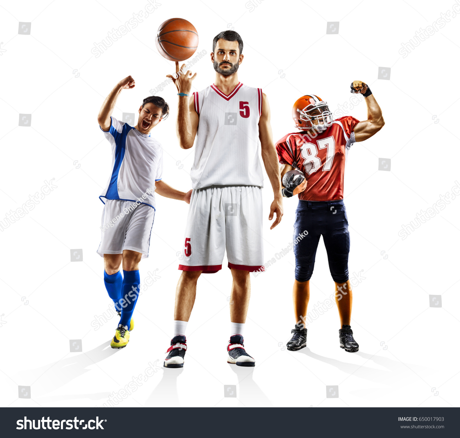 Multi sport collage soccer american football bascketball