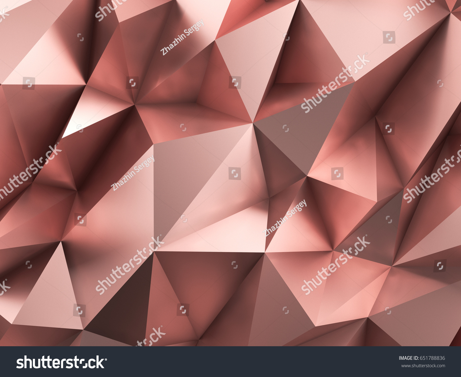 Rose Gold Polygonal Metal Abstract Background 3D Rendering