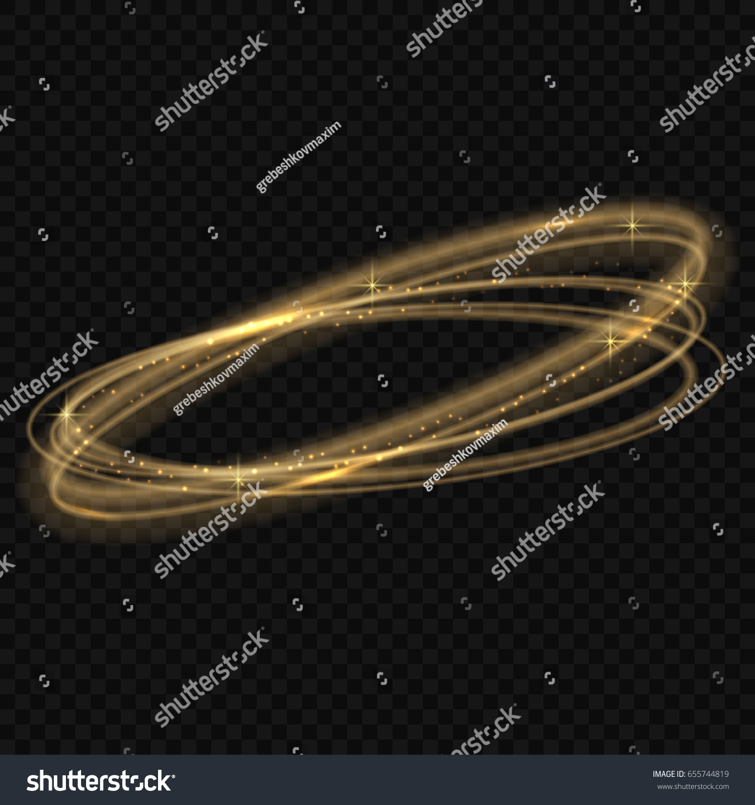 Vector circle golden light tracing effect. Glowing magic fire ring ...